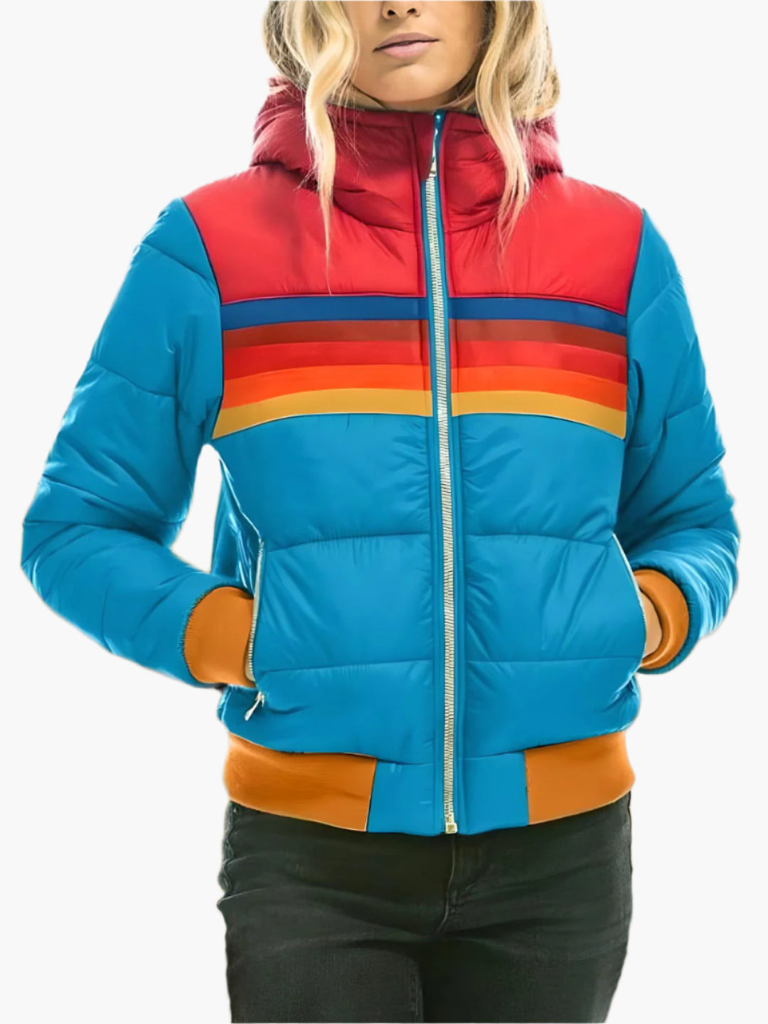 Retro Steppjacke Kapuze - Vintage Winterjacke Damen