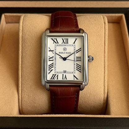 Herrenuhr Rechteckig Leder Armband Classic