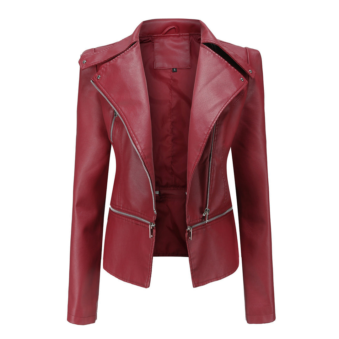 Herbstliche Lederjacke Trendy Damen