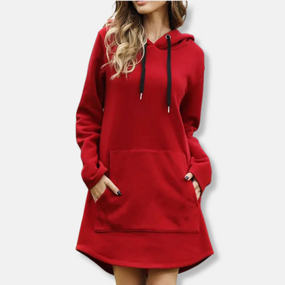 Kapuzenpullover-Kleid Bequem Baumwolle