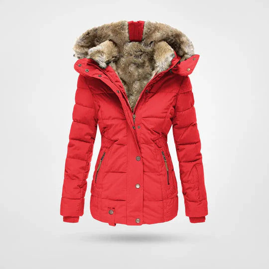 Warme Winterjacke mit Pelzkrage