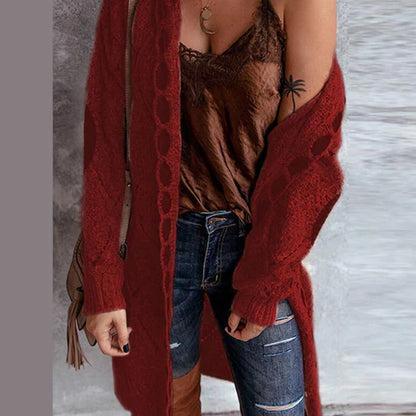 Stylische Strickjacke mit Kapuze Damen