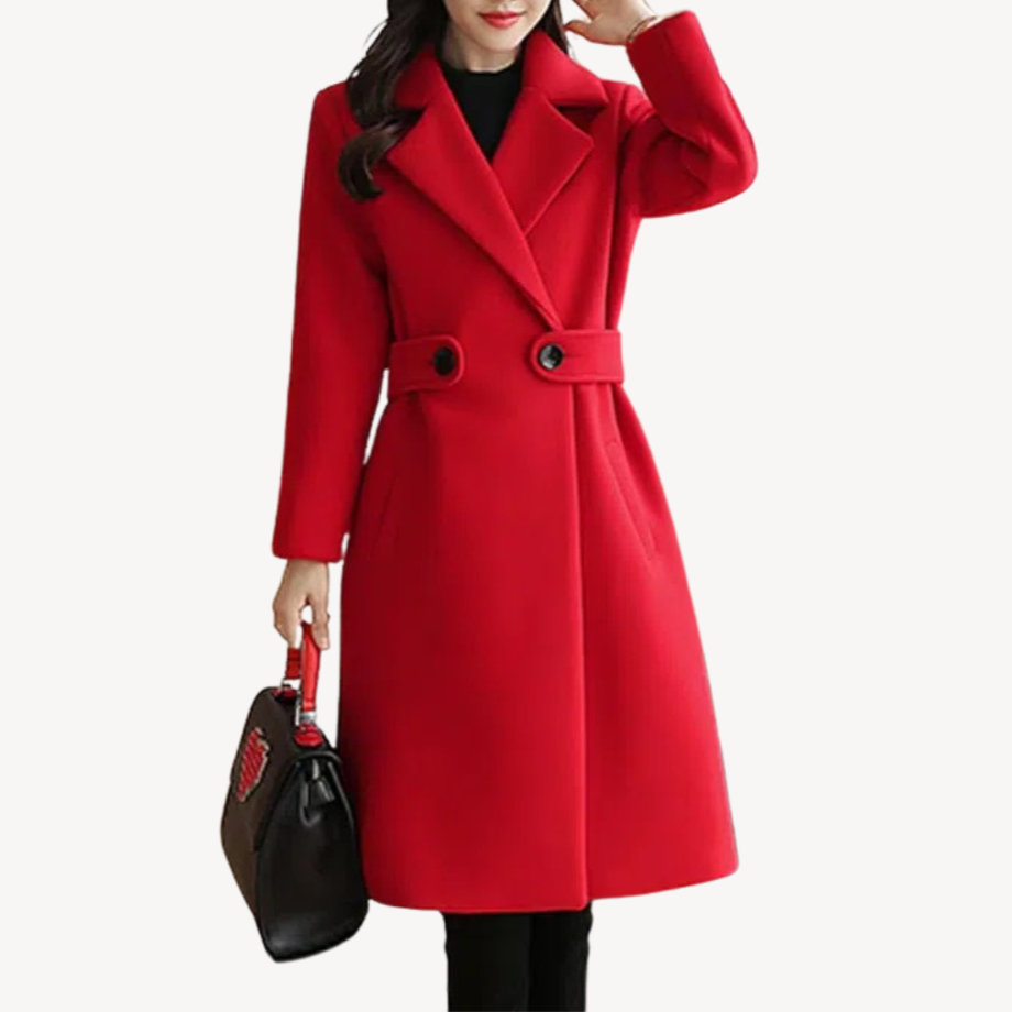 Damen Wolltrenchcoat Elegant Lang