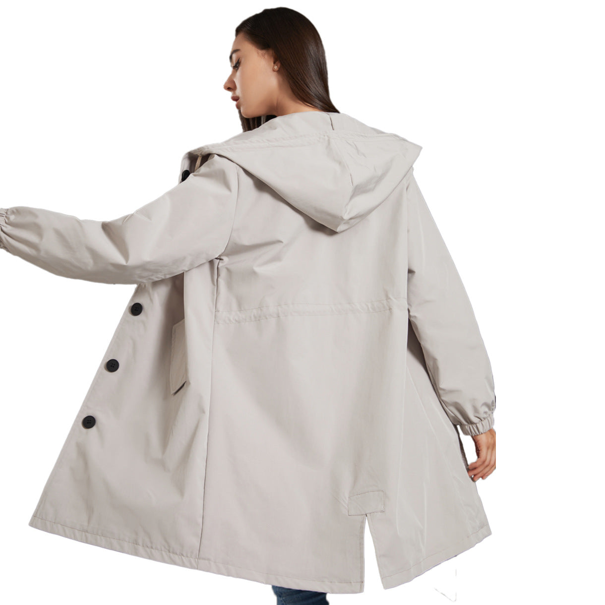 Damen Mantel Kapuzen Trendy A-Linie - IdealeKleiden