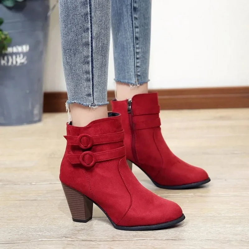 Stilvolle Stiefel Retro Design Blockabsatz - IdealeKleiden