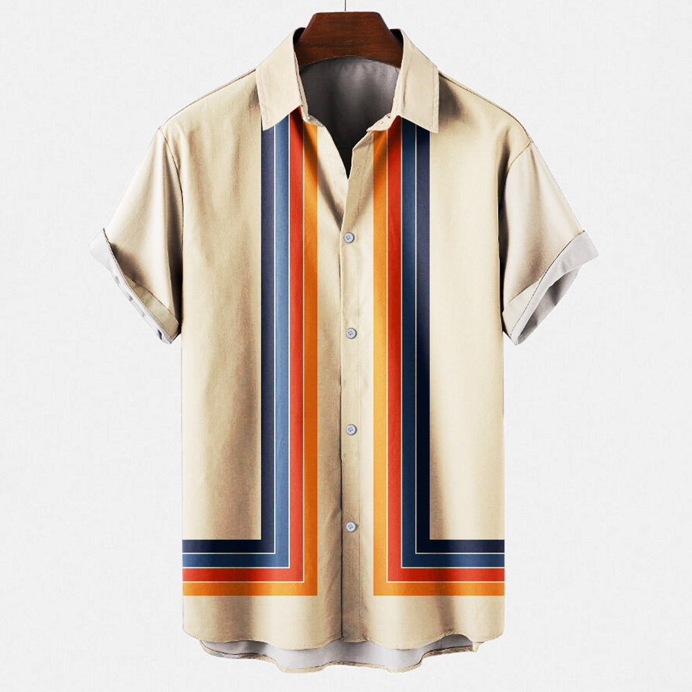 Männer Kurzarm Hemd Retro Style - IdealeKleiden
