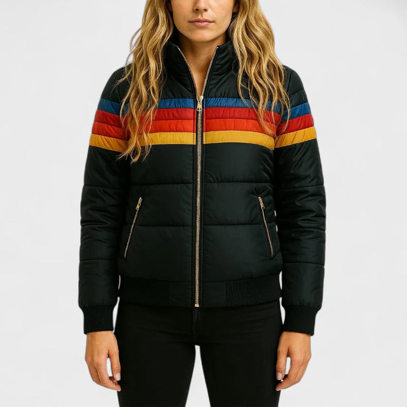 Stylisher Puffermantel Farbenfroh Kapuze