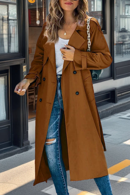 Damen Trenchcoat Klassisch Doppelt-Knöpft