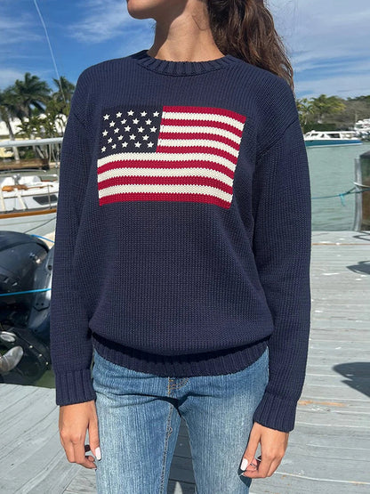 Stylische Damenpullover mit Flaggenmotiv