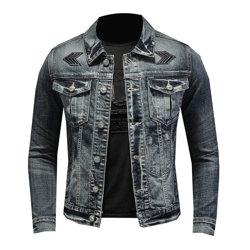 Herren Denimjacke Schwarz Stonewashed Look