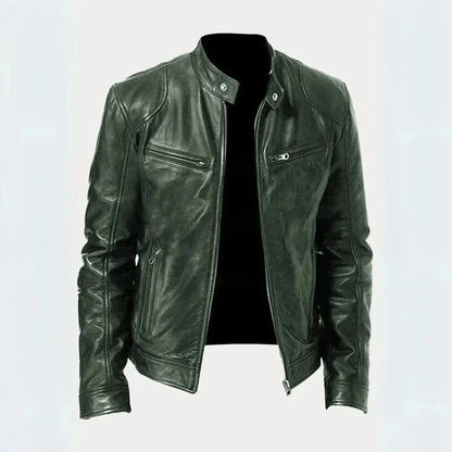Leder-Motorradjacke Stilvoll Schwarz
