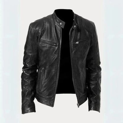 Leder-Motorradjacke Stilvoll Schwarz