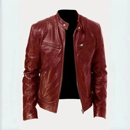 Leder-Motorradjacke Stilvoll Schwarz