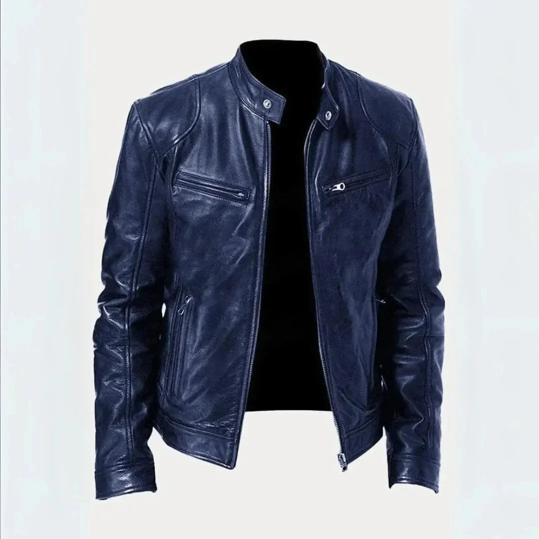 Leder-Motorradjacke Stilvoll Schwarz
