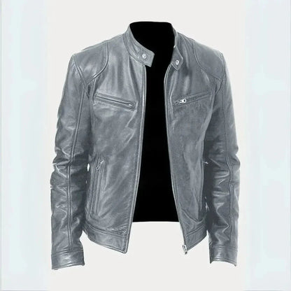 Leder-Motorradjacke Stilvoll Schwarz