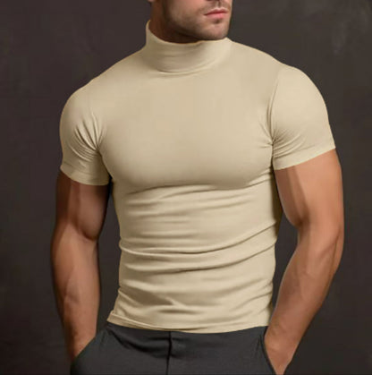Herren Rollkragen Pullover Slim Fit Kurzarm
