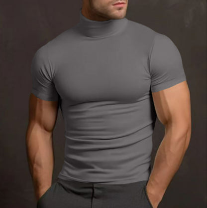 Herren Rollkragen Pullover Slim Fit Kurzarm