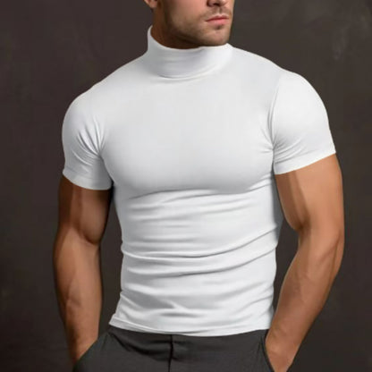 Herren Rollkragen Pullover Slim Fit Kurzarm
