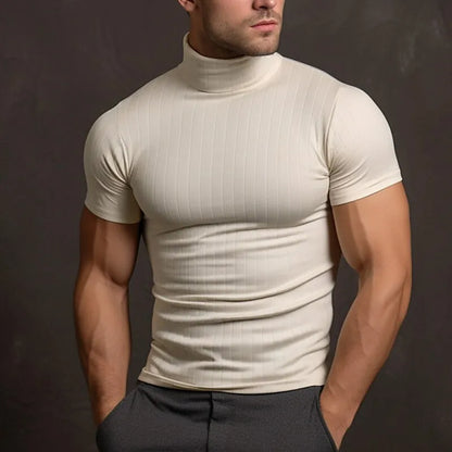 Slim Fit Herren T-Shirt Rollkragen