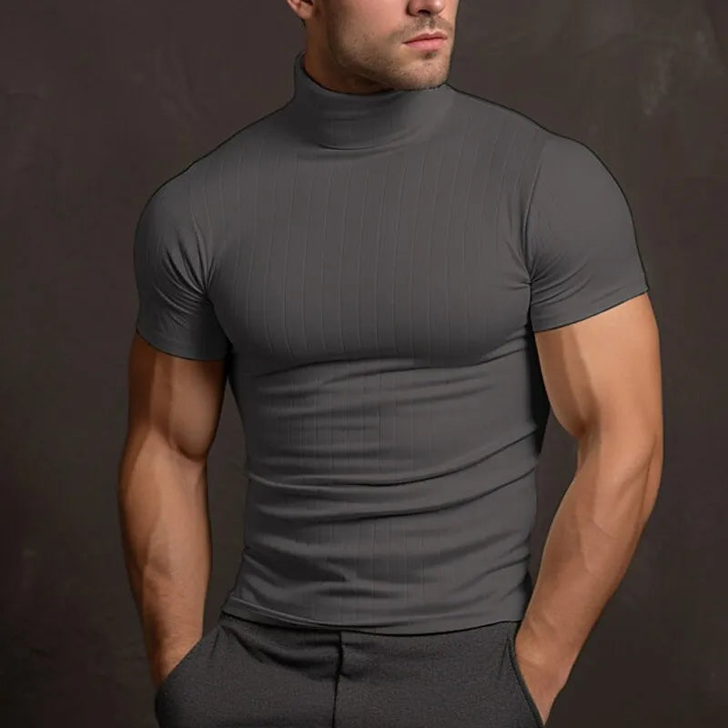 Slim Fit Herren T-Shirt Rollkragen