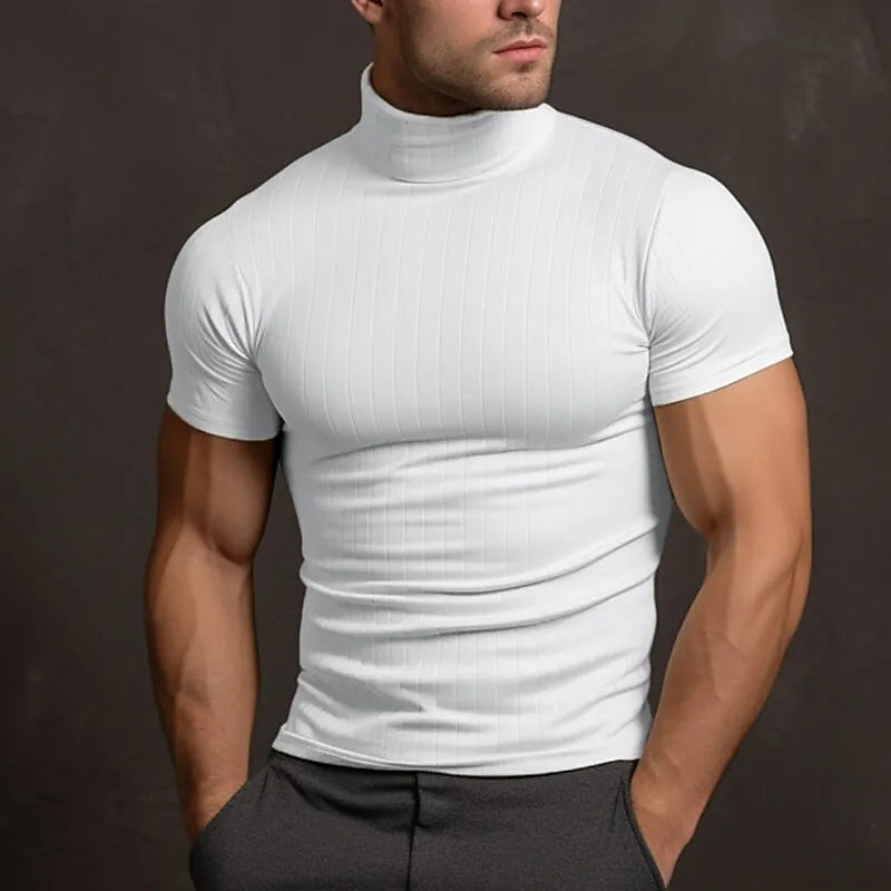 Slim Fit Herren T-Shirt Rollkragen