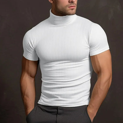 Slim Fit Herren T-Shirt Rollkragen