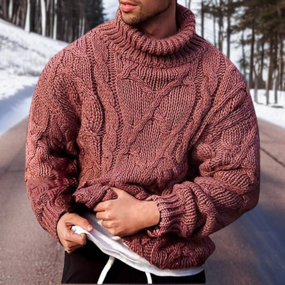 Herren Rollkragenpullover Grobstrick Zopflook - IdealeKleiden