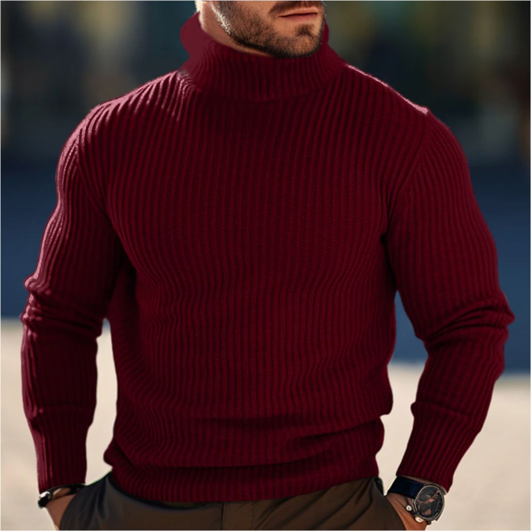 Herren Rollkragenpullover Langarm Strick