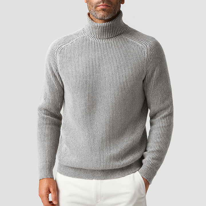 Herren Rollkragenpullover Modern Rippenstrick
