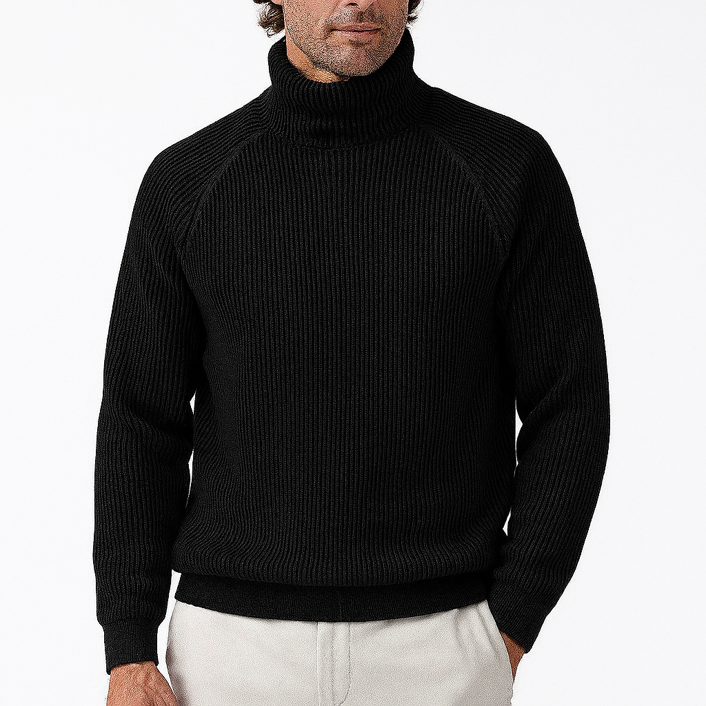Herren Rollkragenpullover Modern Rippenstrick