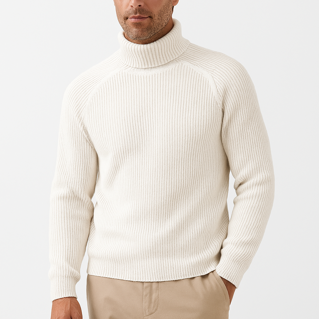 Herren Rollkragenpullover Modern Rippenstrick - IdealeKleiden