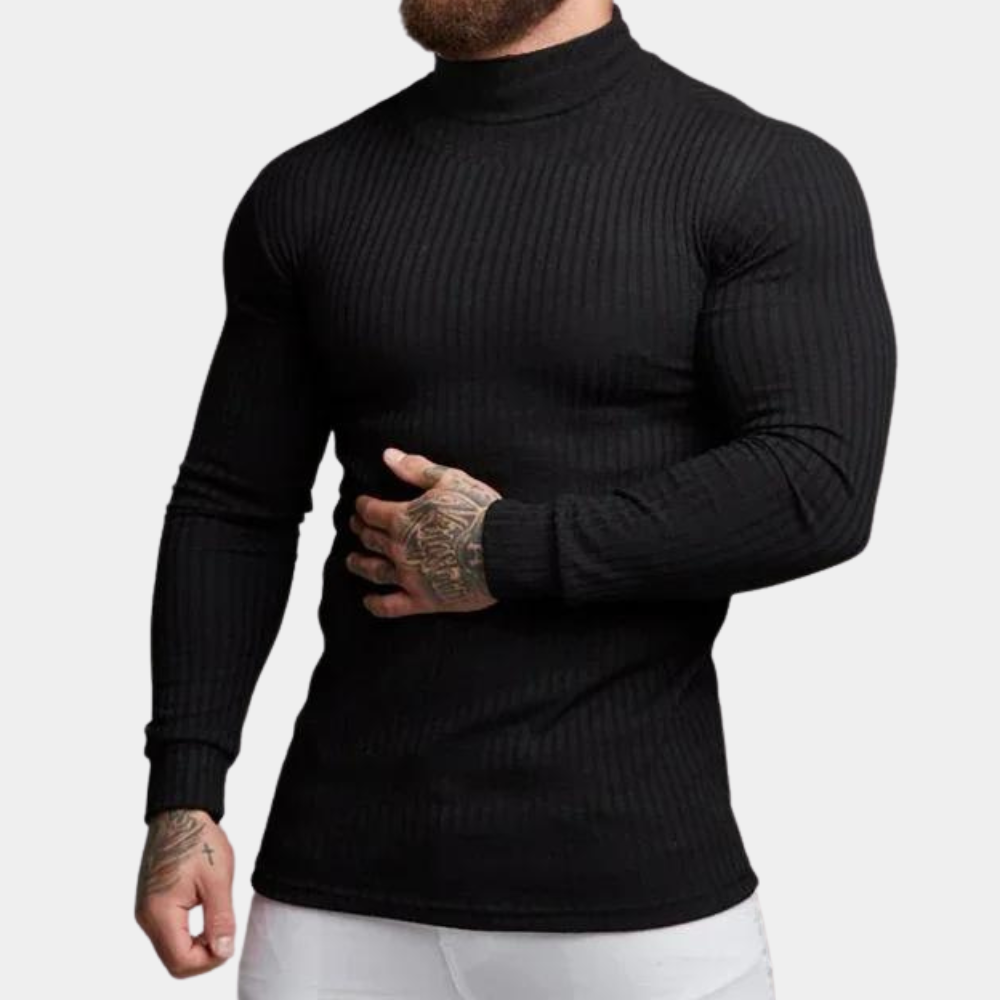Slim Fit Rollkragenpullover Langarm Männer