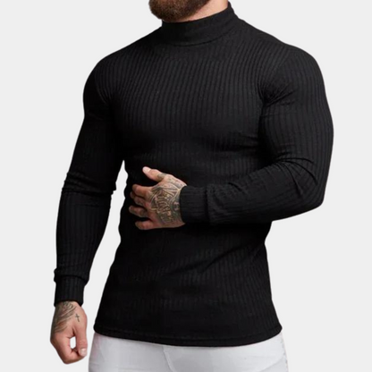 Slim Fit Rollkragenpullover Langarm Männer