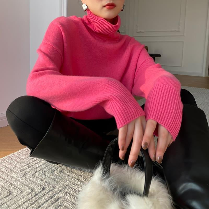 Weicher Rollkragenpullover Lockere Fit Lange Ärmel