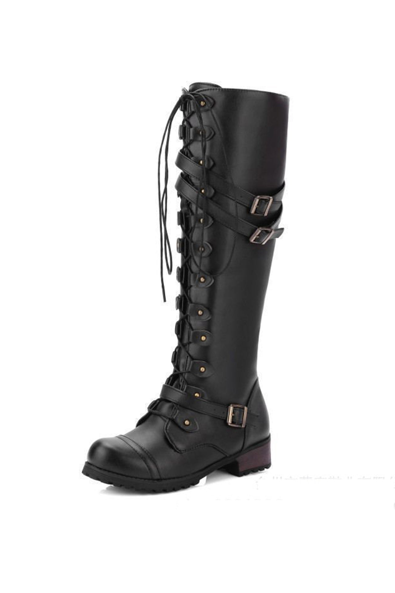 Ritterstiefel mit Nieten und Gürtelschnalle