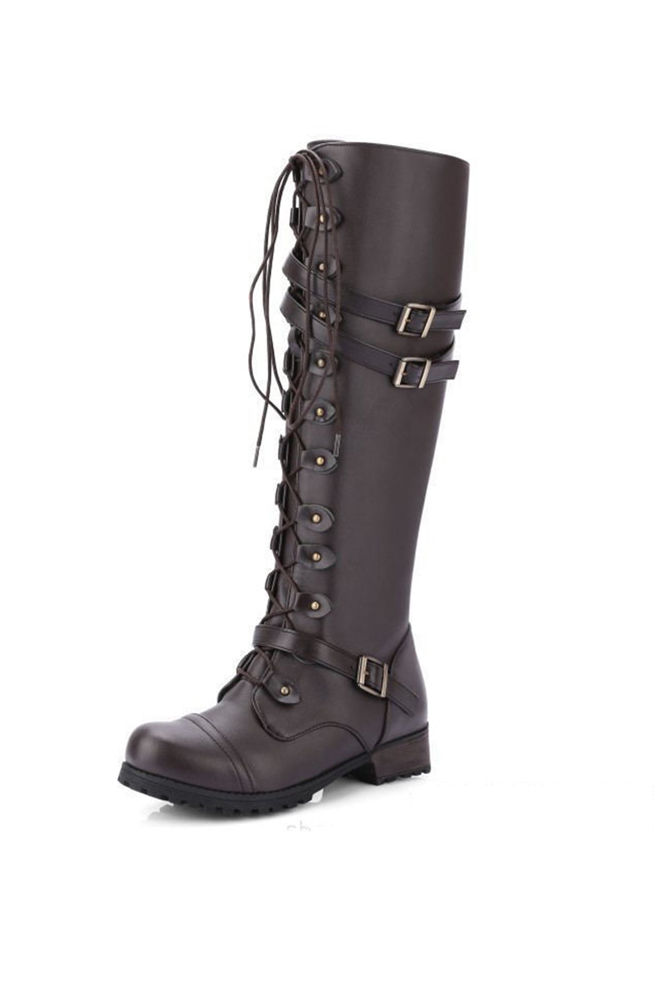 Ritterstiefel mit Nieten und Gürtelschnalle