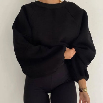 Bequemer Rundhals Pullover Locker Geschnitten