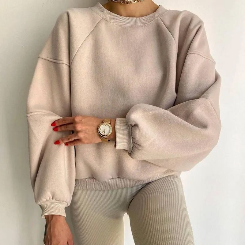 Bequemes Sweatshirt Oversize Weich Baumwolle Langarm
