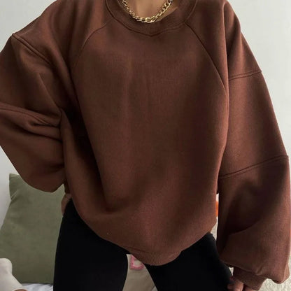 Bequemes Sweatshirt Oversize Weich Baumwolle Langarm