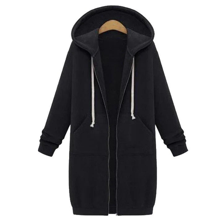 Damen Sweatshirt Lang Geschnitten Reißverschluss