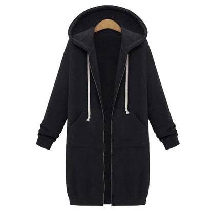 Damen Sweatshirt Lang Geschnitten Reißverschluss