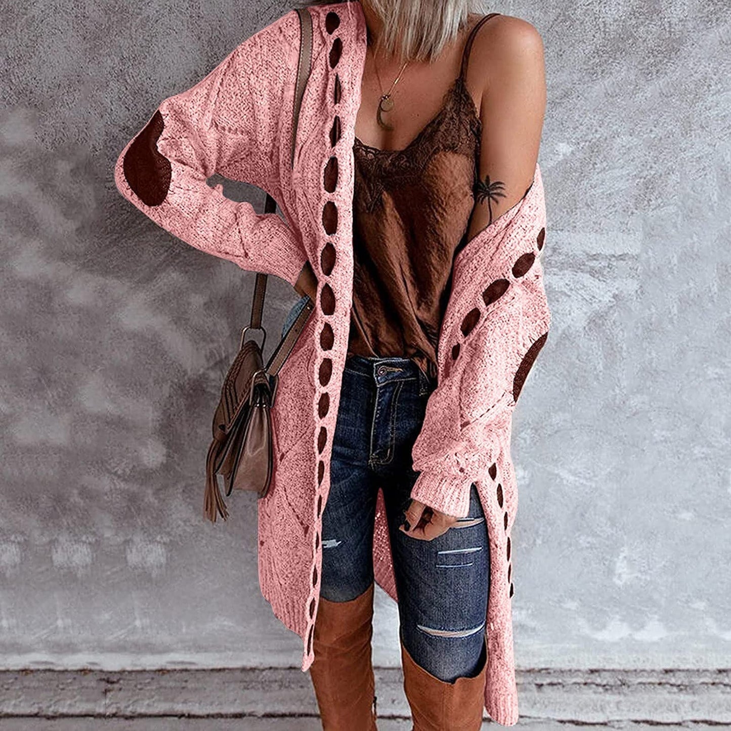 Eleganter Damen Cardigan Lang mit Frauen Details