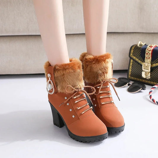 Elegante Kurzstiefel Britischer Stil High Heel - IdealeKleiden