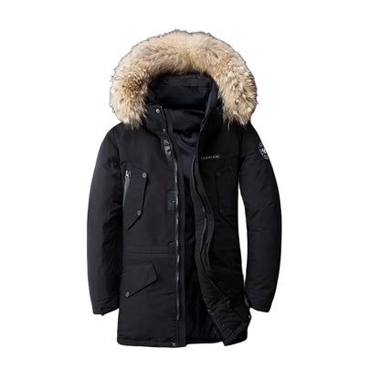 Warme Winterjacke Mittellang Kapuze