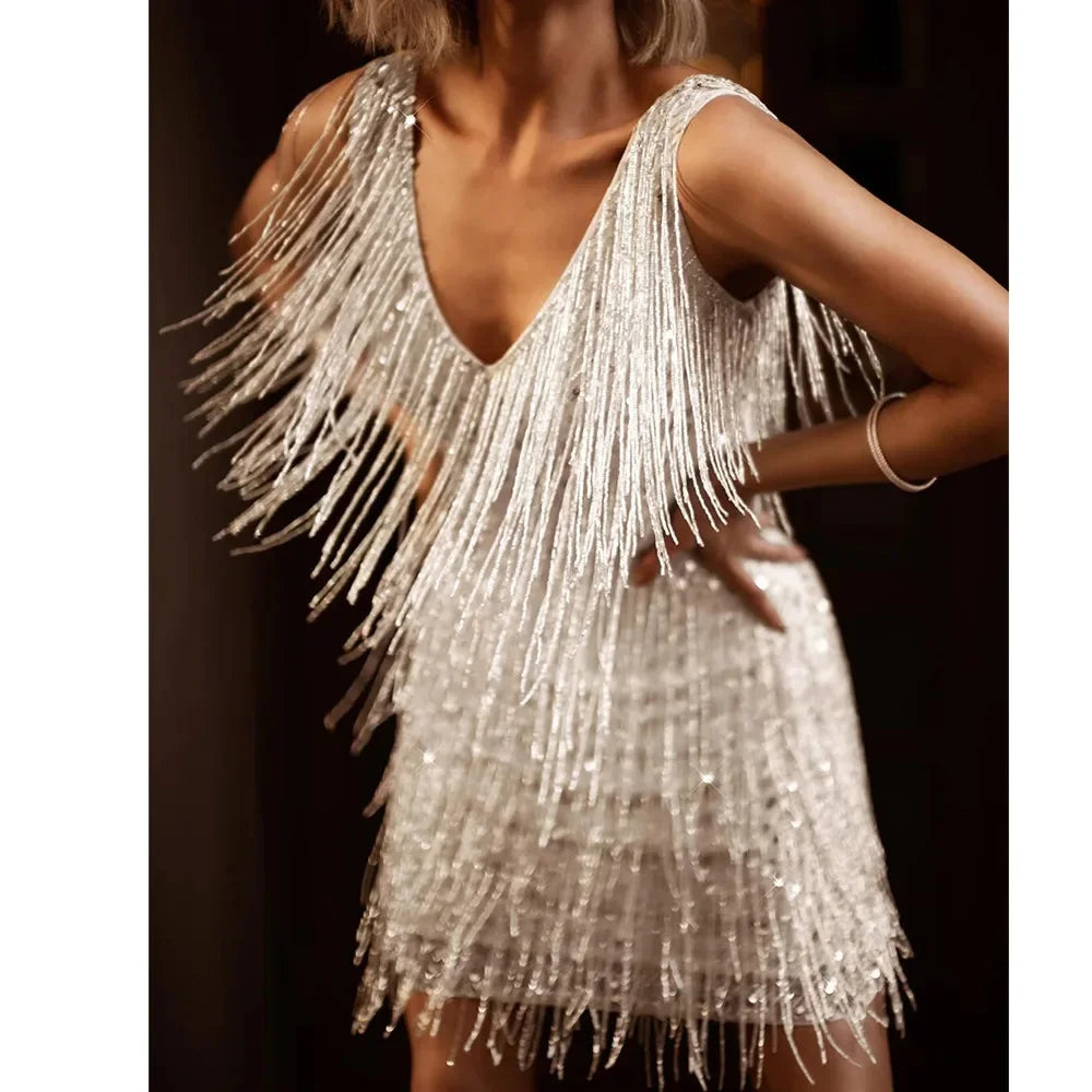 Glitzerndes Minikleid Damen Partykleid Kurz