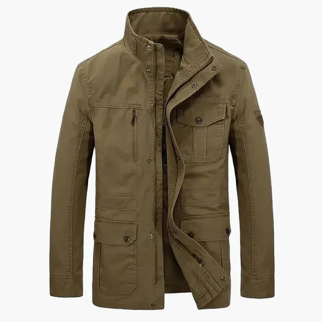 Praktische Outdoorjacke Mit Stehkragen Und Vielen Taschen - IdealeKleiden