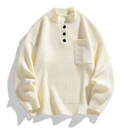 Herren Strickpullover Warm Knopfleiste Winter