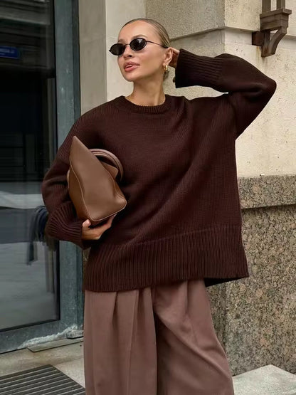 Damen Pullover Langärmlig Rundhals