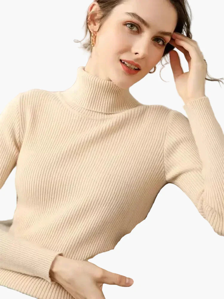 Herbst Pullover Langarm Warm Gerippt