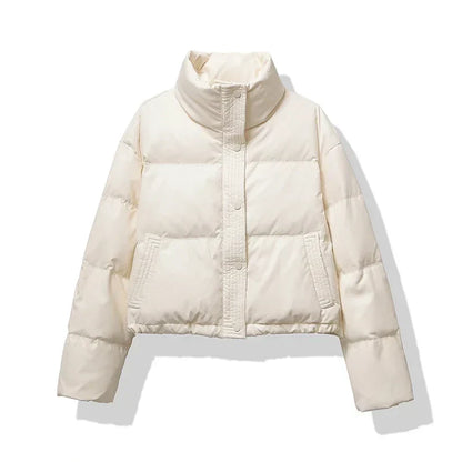 Damen Cropped Pufferjacke Glänzend